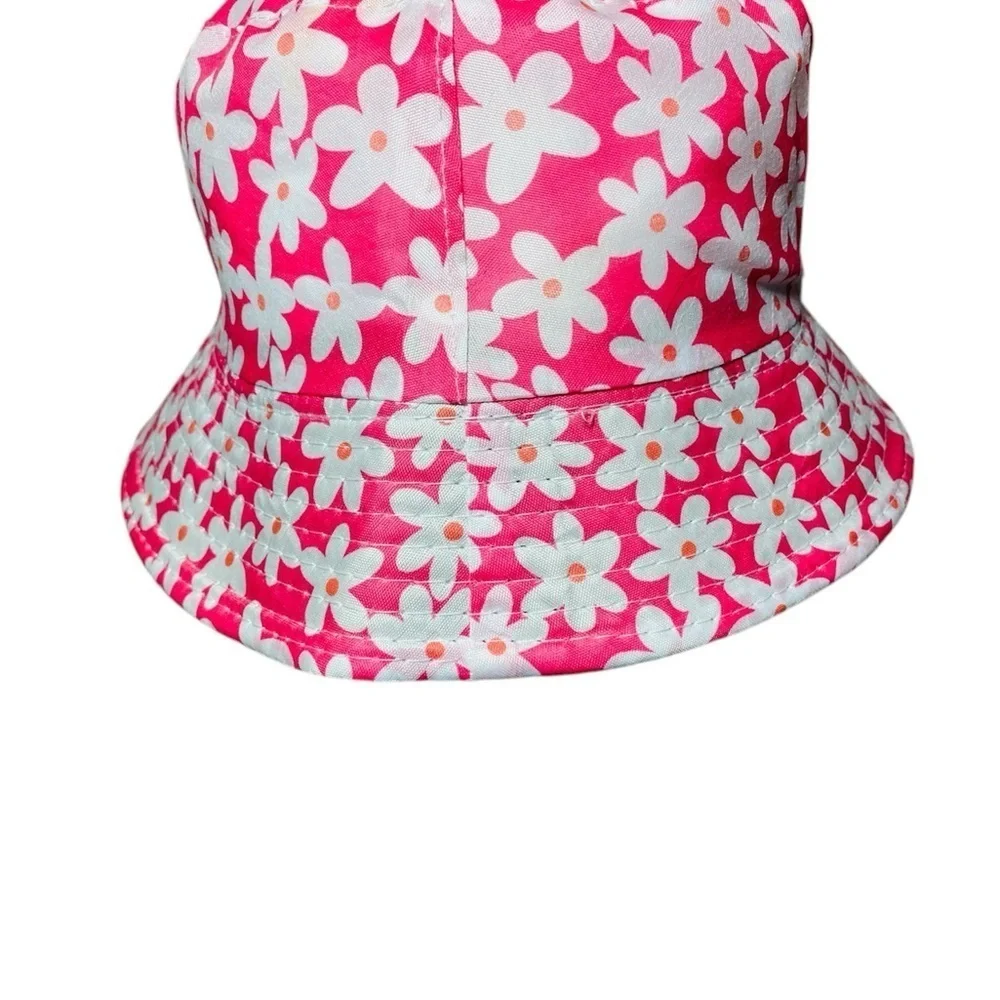 Pink Floral Little Girls Bucket Hat